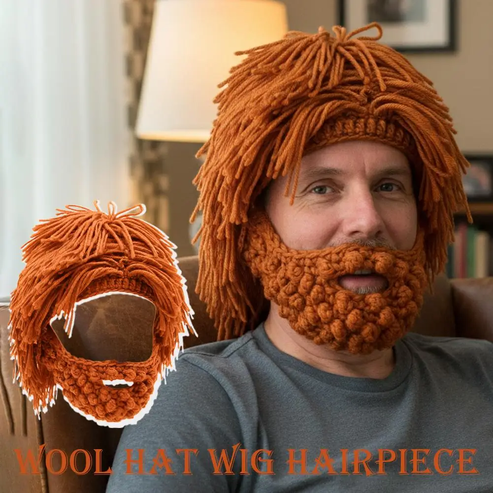 

Вязаная шапка в стиле панк для мужчин, забавный парик, борода, вязаные шапки, Hobo Mad Scientist, хип-хоп, вязаная теплая зимняя шапка ручной работы, шапка-бини