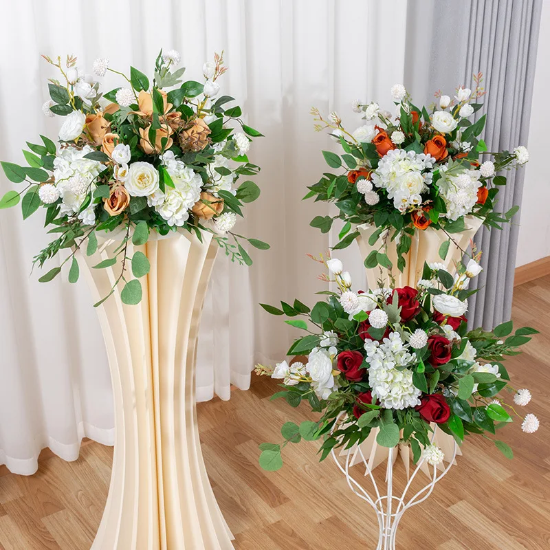

Forest Silk Rose Flower Ball Centerpieces Wedding Stage Table Fake Flowers Artificial Flower Balls