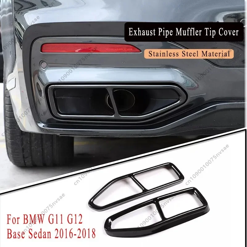 Stainless Steel For BMW 7 Series G11 G12 Base Sedan 2016-2018 Car Tail Muffler Exhaust Pipe Output Cover Bodykit Trims Stickers