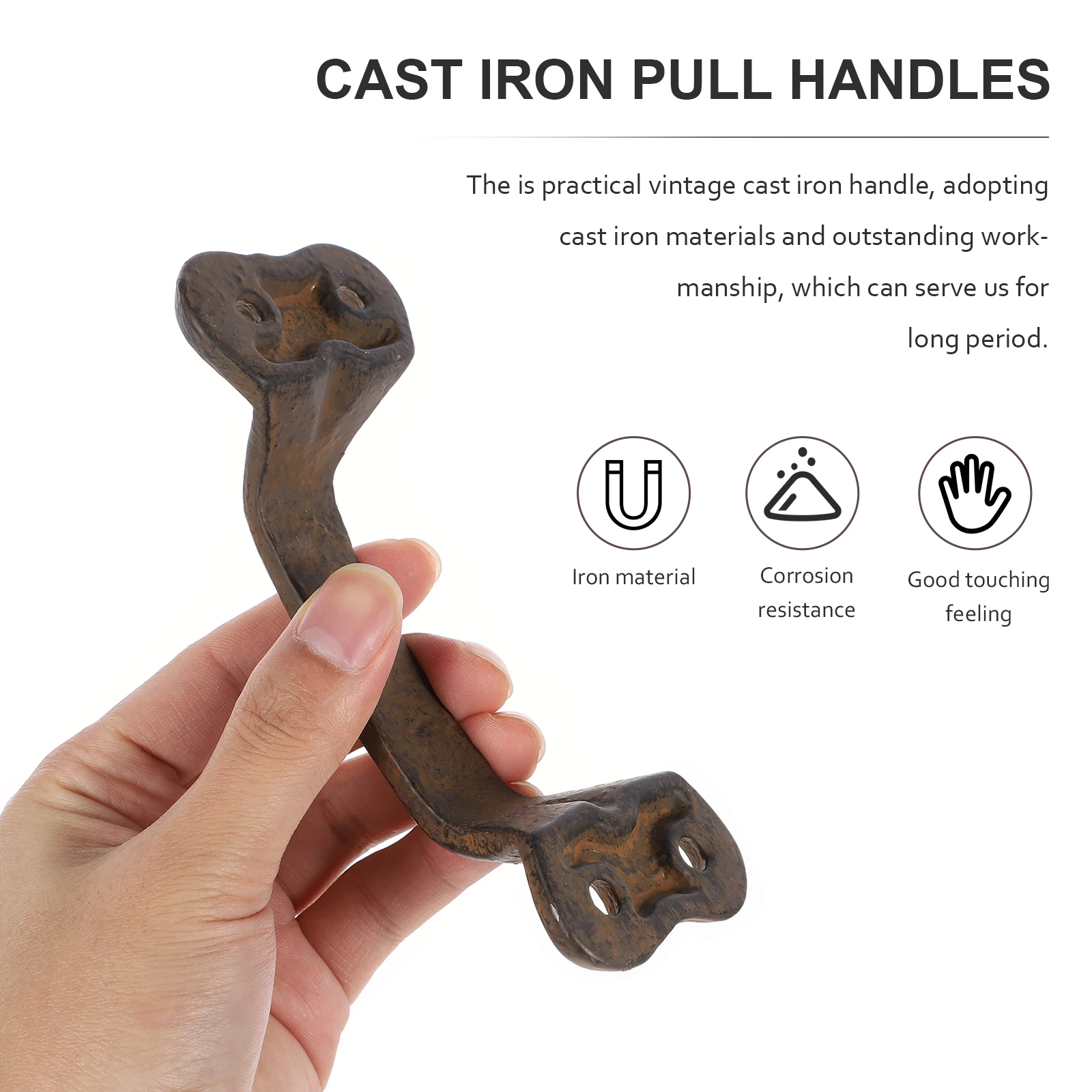 

2pcs Cast Iron Door Handle Rustic Vintage Barn Pull Gate Handle Exterior Durable Corrosion Resistant Easy Install Replacement