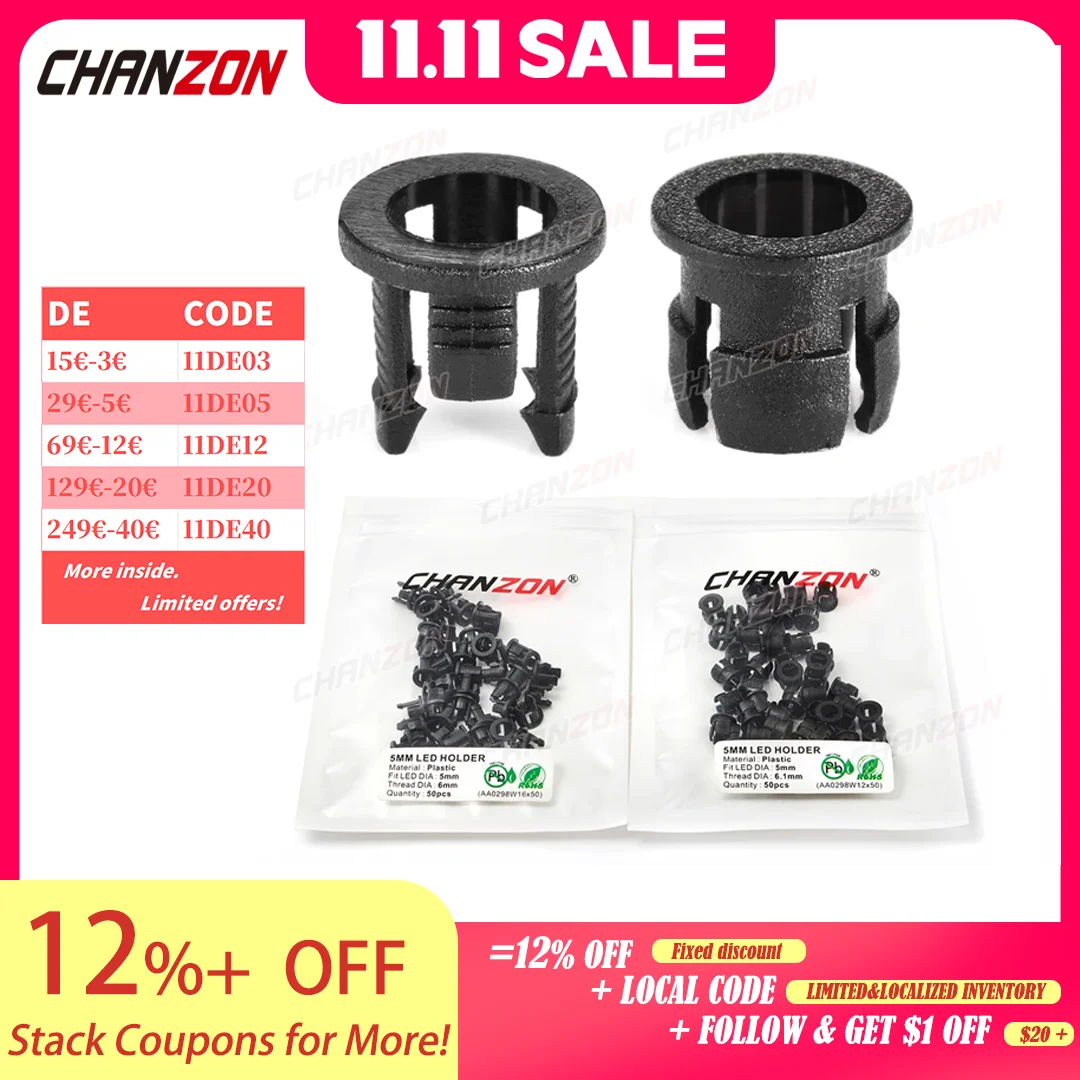 

5mm LED Holder Socket Clip Bezel Light Emitting Diode Lamp Base Cover Plastic Display Mount Panel Blub Wire Prewired Cup Case