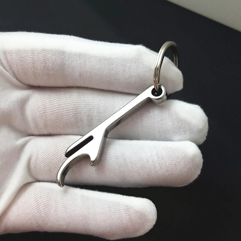 فتاحة زجاجات بيرة من الستانلس ستيل سلسلة مفاتيح ، فتاحة زجاجات صغيرة ، حلقة مفاتيح جيب مضحكة ، فتاحة زجاجات بيرة ، دلايات لطيفة ، 1 * *