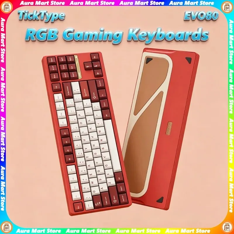 TickType EVO80 Wireless Keyboards Aluminum PBT Keycaps Hot-Swappble RGB Bluetooth Gaming Keyboards for Windows Mac OS QMK VIA PC