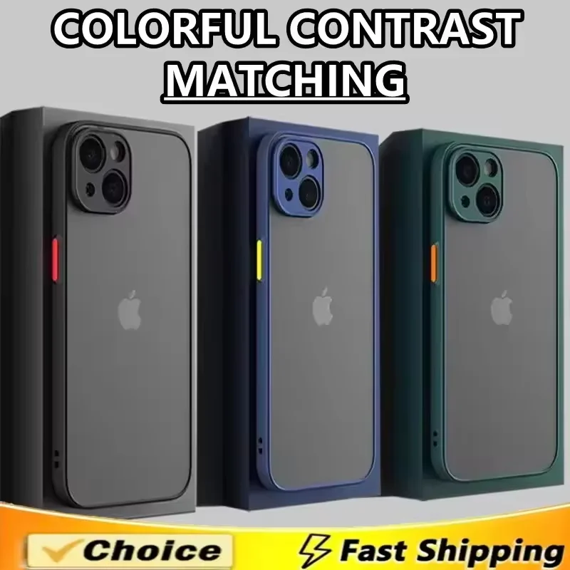 Funda mate de lujo a prueba de golpes para iPhone 16 15 14 13 12 11ProMax XR XS X 7 8Plus SE, funda dura de silicona transparente para PC