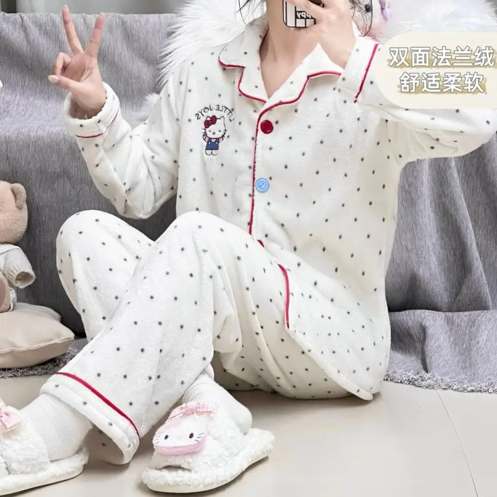 Anime Hello Kitty Pyjama Broek Cartoon Kawaii Stijl Ijs Zijde Vrouwen Pyjama Student Nachtkleding Sweetheart Meisje Pyjama Sets