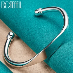 Dotefil 925 gümüş çift boncuk manşet bileklik bileklik kadın erkek için ince moda takı