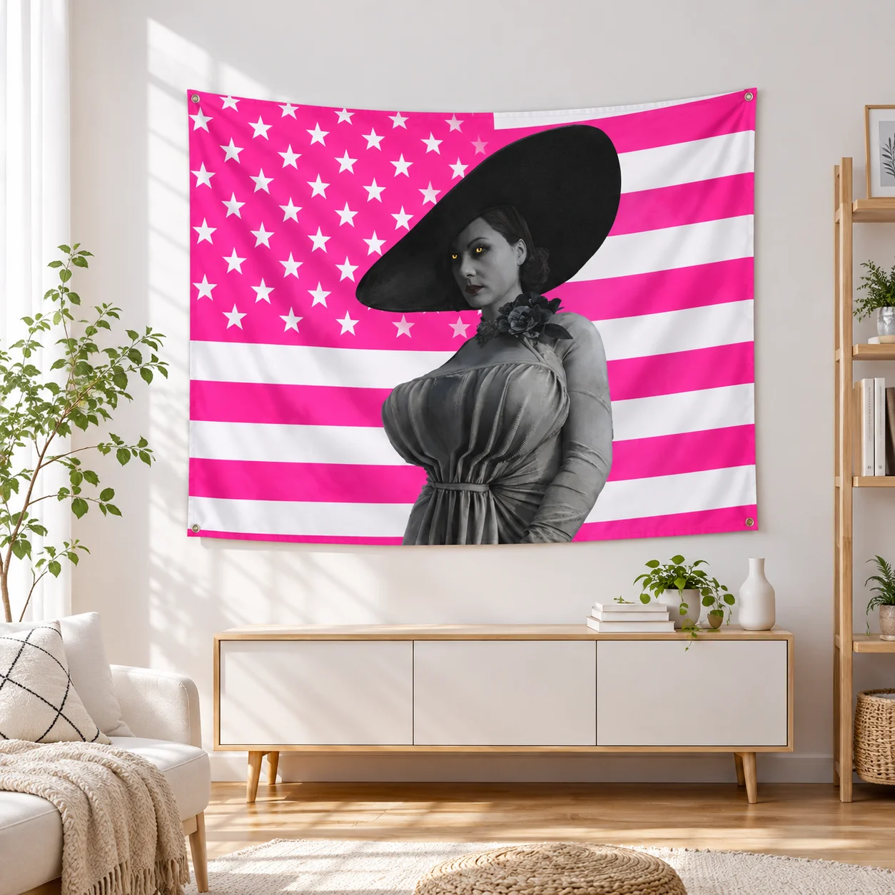 Lady Dimitrescu Pink Flag Tapestry Suitable For Home Bedroom House Dorm Wall Decoration Perfect Gift For Friends
