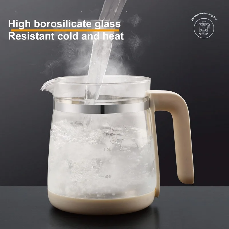 1.8L Electric Kettle Office Glass Flower Teapot Temperature Control Health Kettle 24h Appointment Stew Boil Kettle Multifunction
