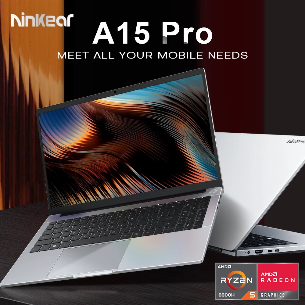 แล็ปท็อป Ninkear A15 PRO และ Ryzen ™   5 6600H สูงสุด 4.5 GHz 15.6 'FHD IPS 32GB DDR5 1TB SSD WIFI6 backlit คีย์บอร์ดคอมพิวเตอร์