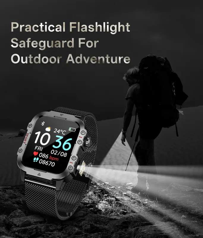 2026 New Military Smart Watch Men IP67 3ATM Outdoor Sports Fitness Tracker Health Monitor 1.44Inch BT Call Smartwatch - Image 6