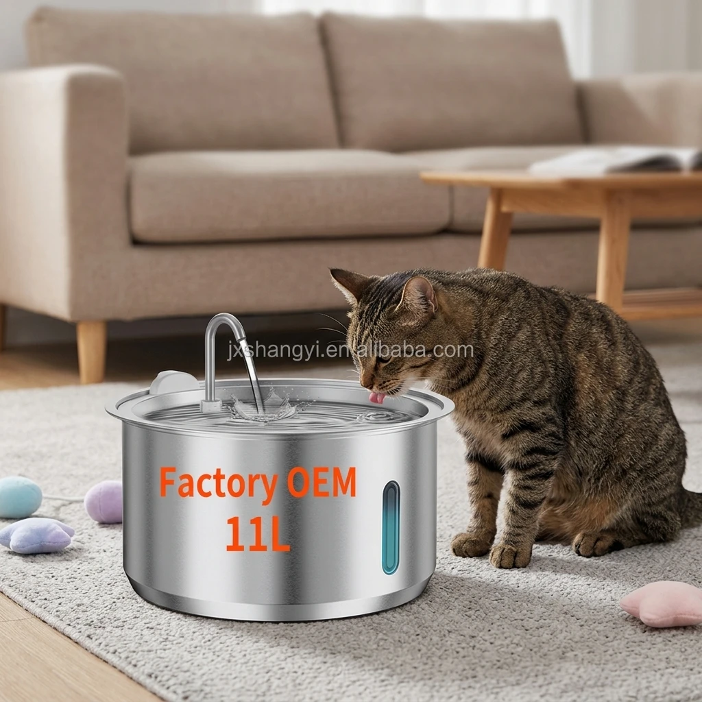 hit productFactory OEM 11L Indoor Water Dispenser 304 Stainless Steel Automatic Pet cat Water Fountain