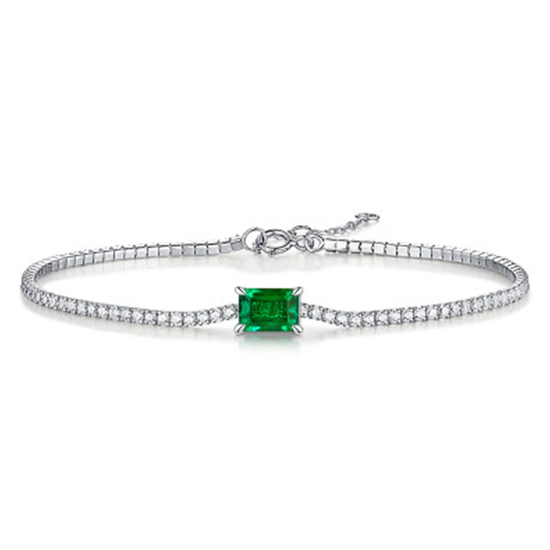 Vintage Lab Grown Emerald Tennis Bracelet White Gold Plated 925 Silver Bracelets for Women 6.7In 7.5In