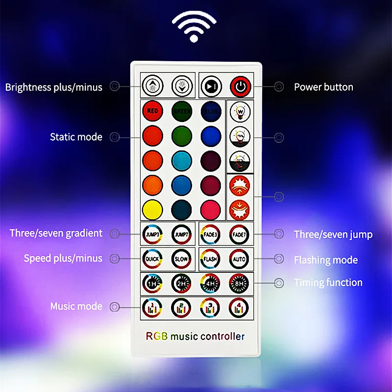 Bluetooth Music Controller DC5-24V MIC Sound Sensor Timing 40Keys IR Remote Wireless APP Control For 3528 5050 RGB LED Strip