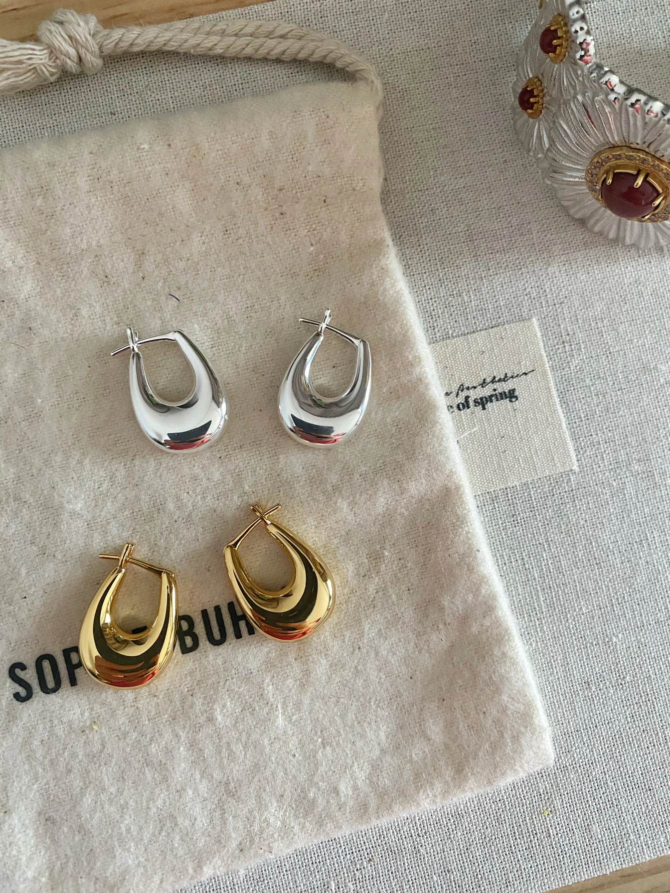 

Маленькие круглые серьги Sophie Buhai с геометрическим узором, серебро 925 пробы, U-образные серьги-капли, геометрический узор, для женщин