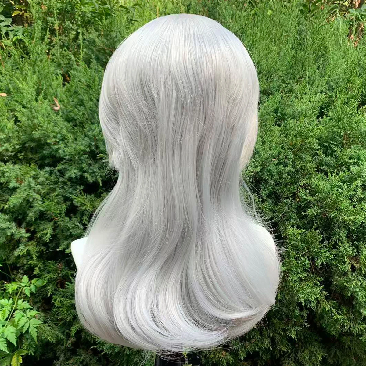 Silver Grey Synthetic 13X4 Lace Front Wigs Widow Peak Cosplay Wig for Women Heat Resistant Hair 150% Density Straight Wavy Wig