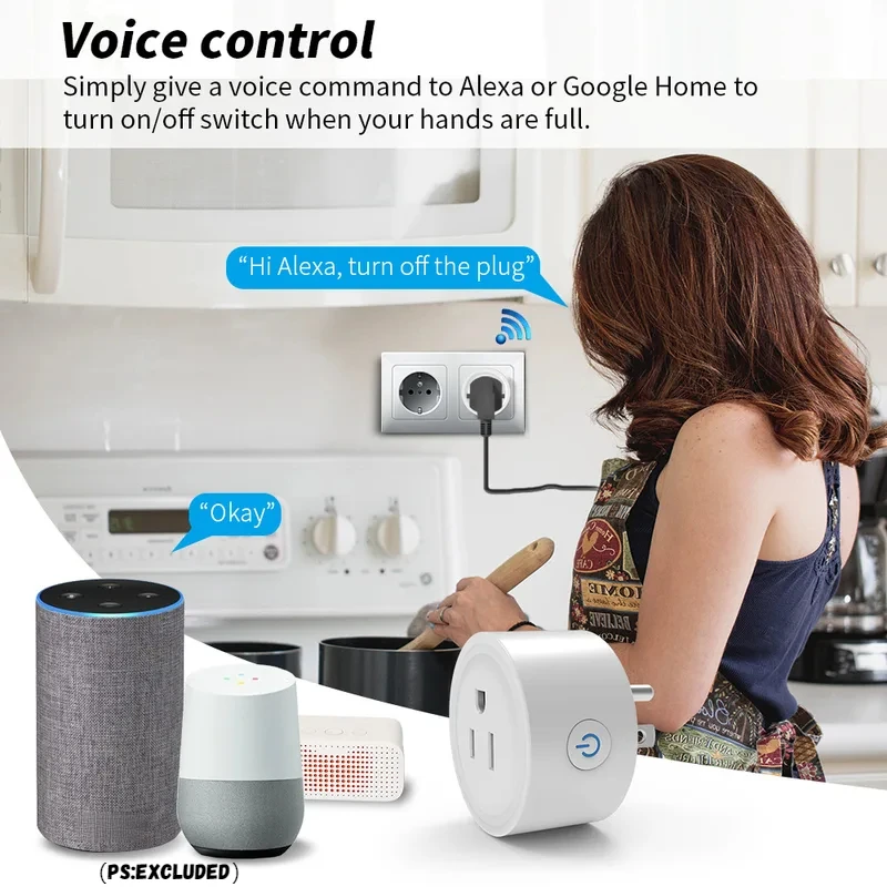 Tuya WiFi US Socket 100-240v Smart Plug 10A Mobile Phone Remote Voice Control Timing Switch Google Assistant Voice Control