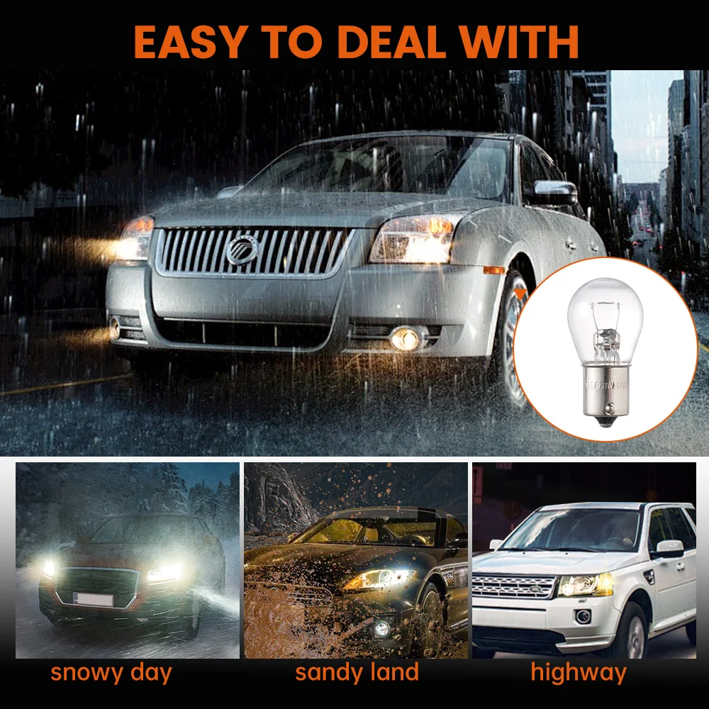 1/10PCS  Car Halogen Bulb Turn Singal light Reverse Lamp Yellow Bulb DC12V Car Turn Signal Lights S25 1156 1141 BA15S