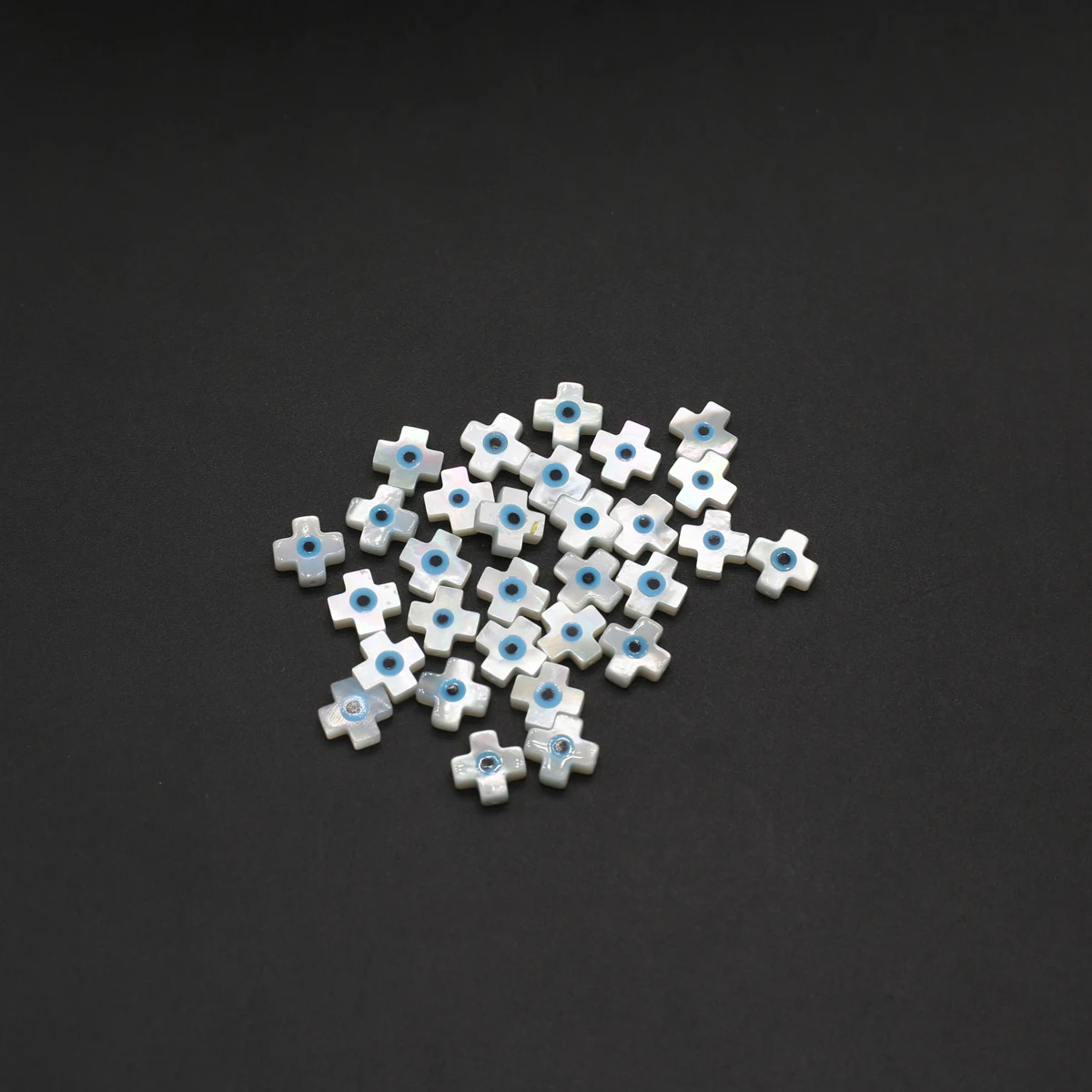 20Pcs Blue Demon Eyes Beads Natural Shell Evil Eye Plus Sign Shape Beads Handmade Jewelry Making Bracelet Necklace Charms