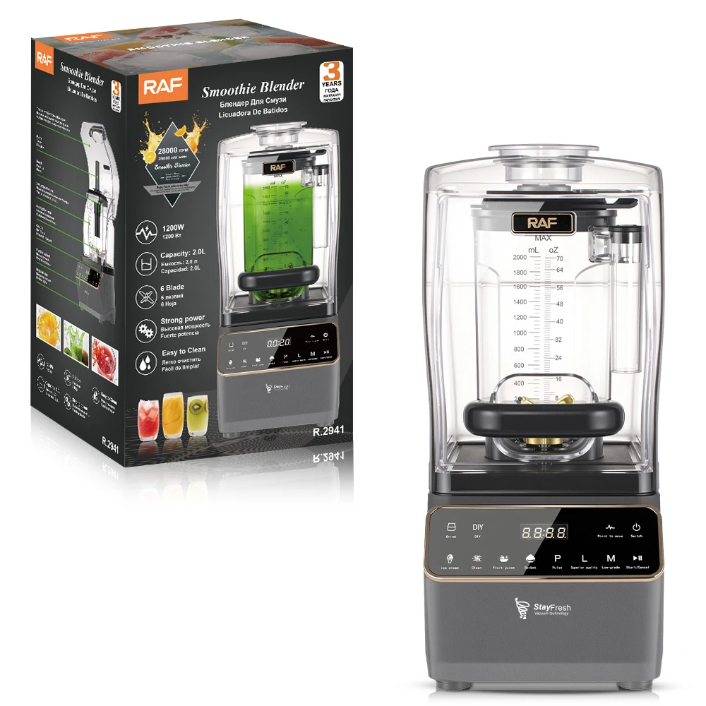 

RAF R.2941 New Soundproof Electric Blender Stainless Steel Strong Power Juicer Ice Crusher for Home