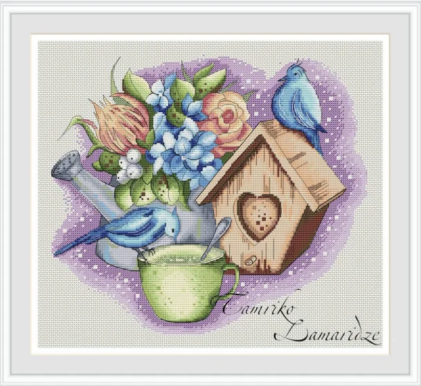 Cross stitch Kit 14CT Canvas Cross Stitch Embroidery Set Craft -20-Bird Nest Cup 40-36 Cross Stitch Set