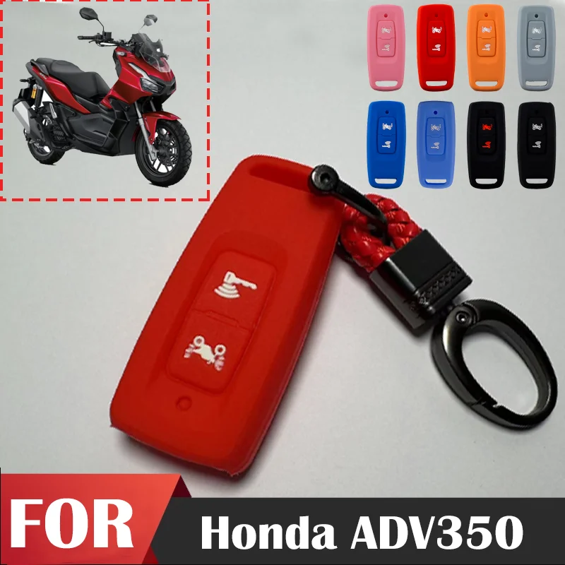 for Honda ADV350 Silicone Key Cover Shell Motorcycle Key Case 3  Button  Remote Key Protector Holder Keychain