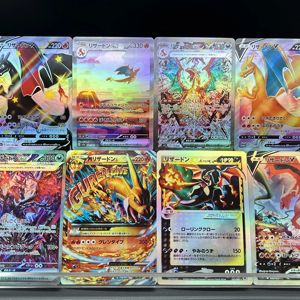 DIY Anime PTCG Flash Card Japanese Version Charizard Series Vmax Ex Gx Sv107/074 Mega Charizard Collectible Card Child Gift