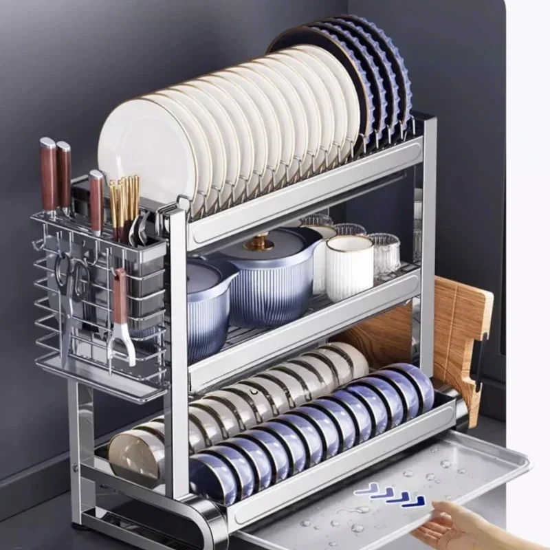 304 stainless steel dish storage rack kitchen shelf household multi-function dish rack