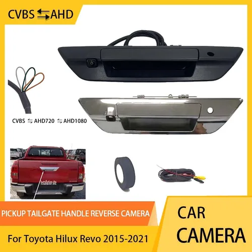 Manija de puerta trasera de coche, cámara de visión trasera, ángulos amplios impermeables para Toyota Hilux Revo 2015 2016 2017 2018 2019 2020 2021
