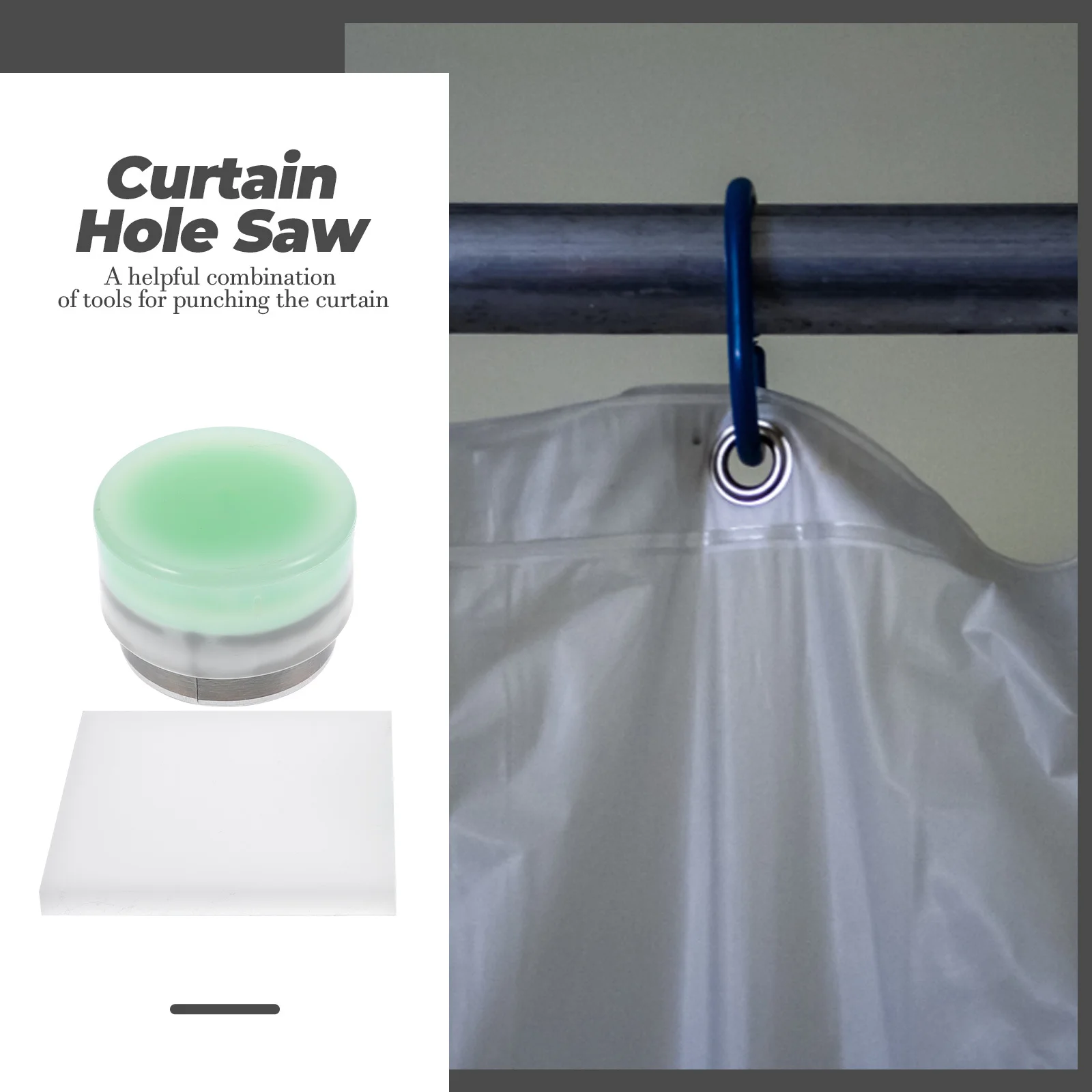 

1pc Curtain Hole Cutter White Manual Drilling Tool For Home Curtains Durable Punching Saw Handheld Diy Hardware