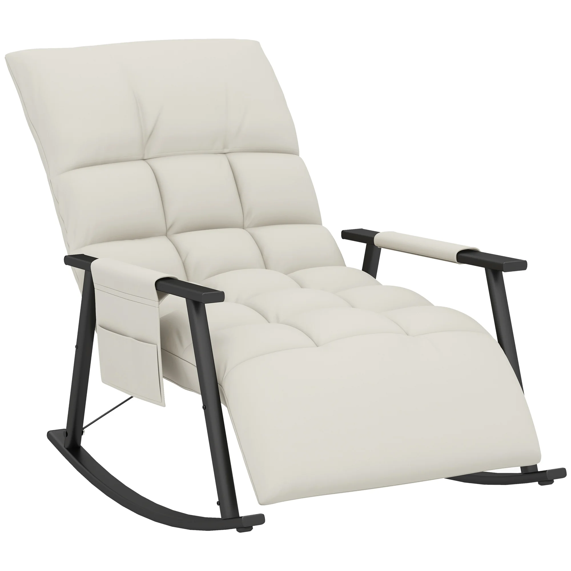 HOMCOM adjustable 60x134x70 cm backrest rocking chair cream