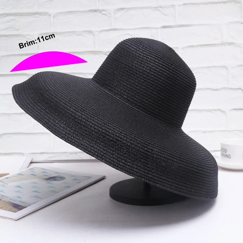 Summer Lady Pleated Straw Hat Women Hepburn Style Casual Sun Hat Large Brim Floppy Sun Hat Cap Holiday Beach Casquette Gorros