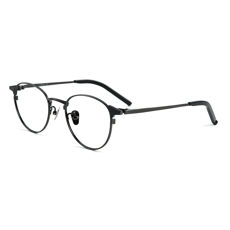 الراقية خمر نظارات دائرية الرجال النساء التيتانيوم النظارات وصفة طبية العدسات قصر النظر مد البصر التقدمي UV النظارات البصرية #6