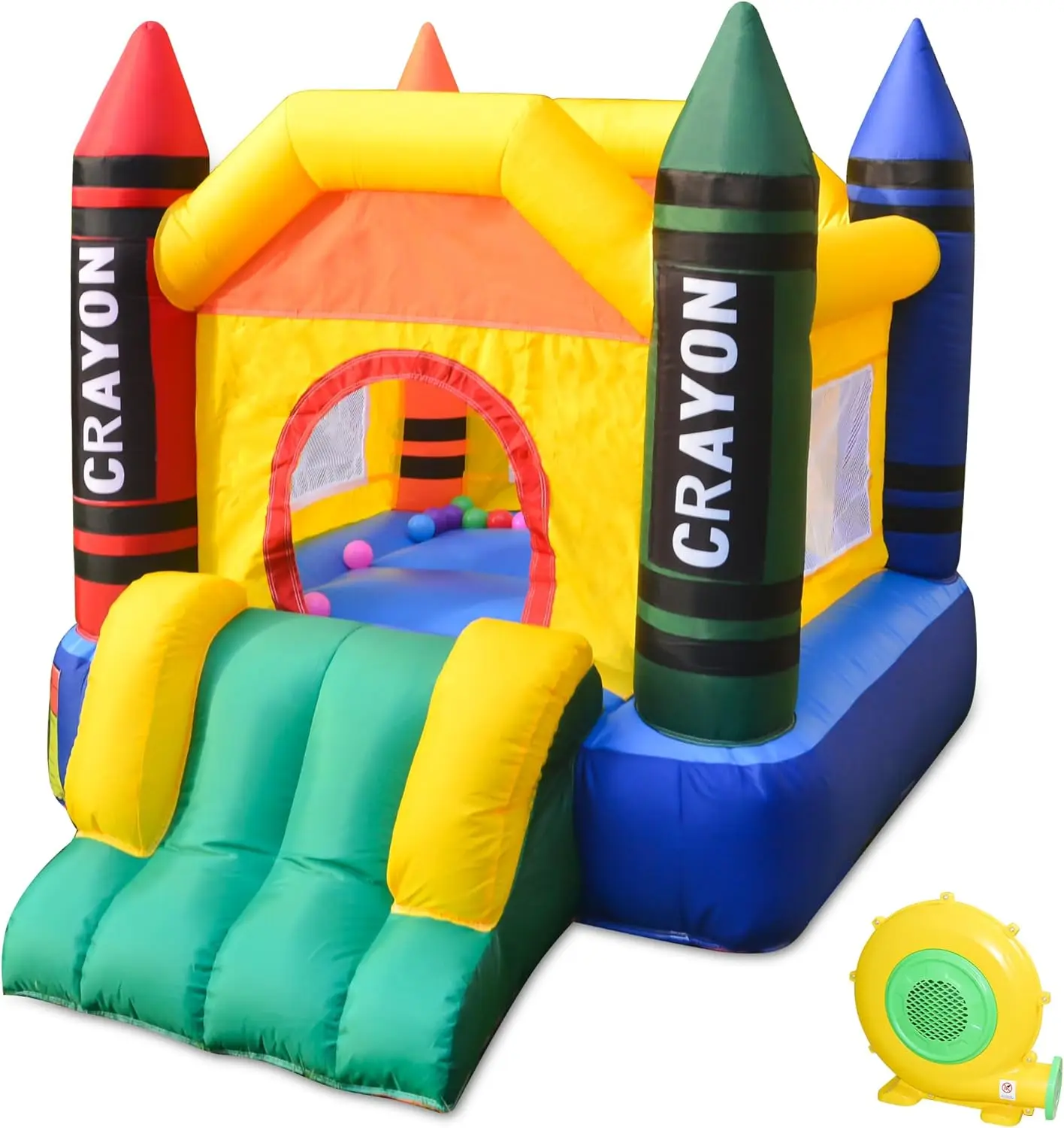 Inflatable Bounce House with Blower Toddler Castle Kids Bouncy House with Slide, air Blower, Carrying Bag