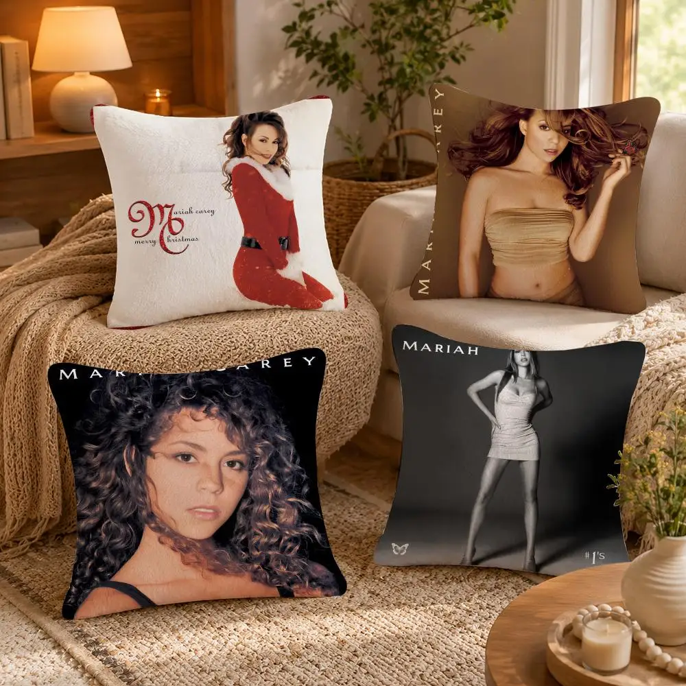 Singer M-Mariah Carey Classic Cushion Cover Soft Short Plush Pillow Case Double Sided Print Washable Sofa Bed Home Decor Gift