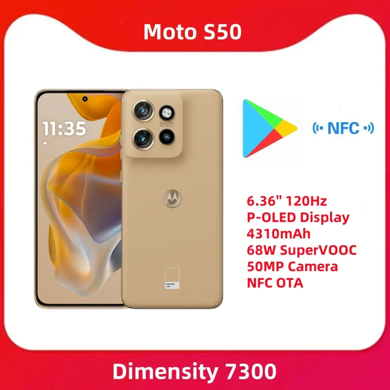 Global Rom Optional Moto S50  Dimensity 7300 5G Smartphone 6.36'' 120Hz P-OLED Display 4310mAh 68W SuperVOOC 50MP Camera NFC OTA