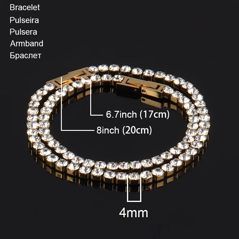 316L Stainless Steel Necklace For Women 4mm Tennis Chain Men Hip Hop Choker Necklaces Gothic Zircon Necklace Jewelry