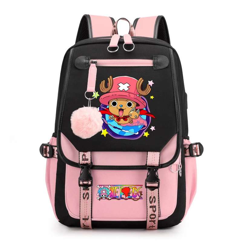One Piece Tony Tony Chopper Printed Backpack for Girls Lightweight Casual School Bag for Kids