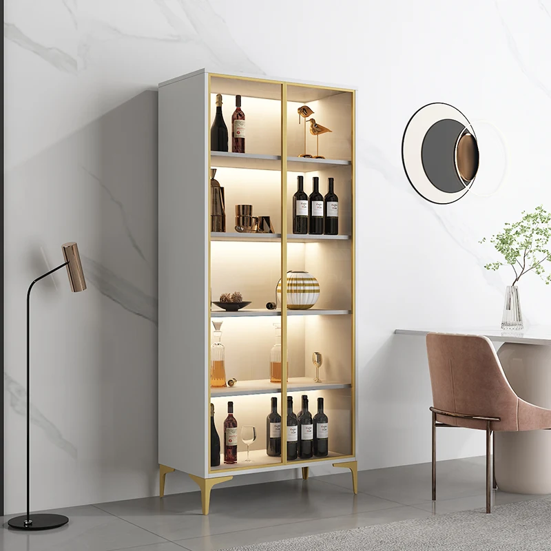 Modern simple wine cabinet glass door dining side cabinet against the wall small cabinet light luxury living room