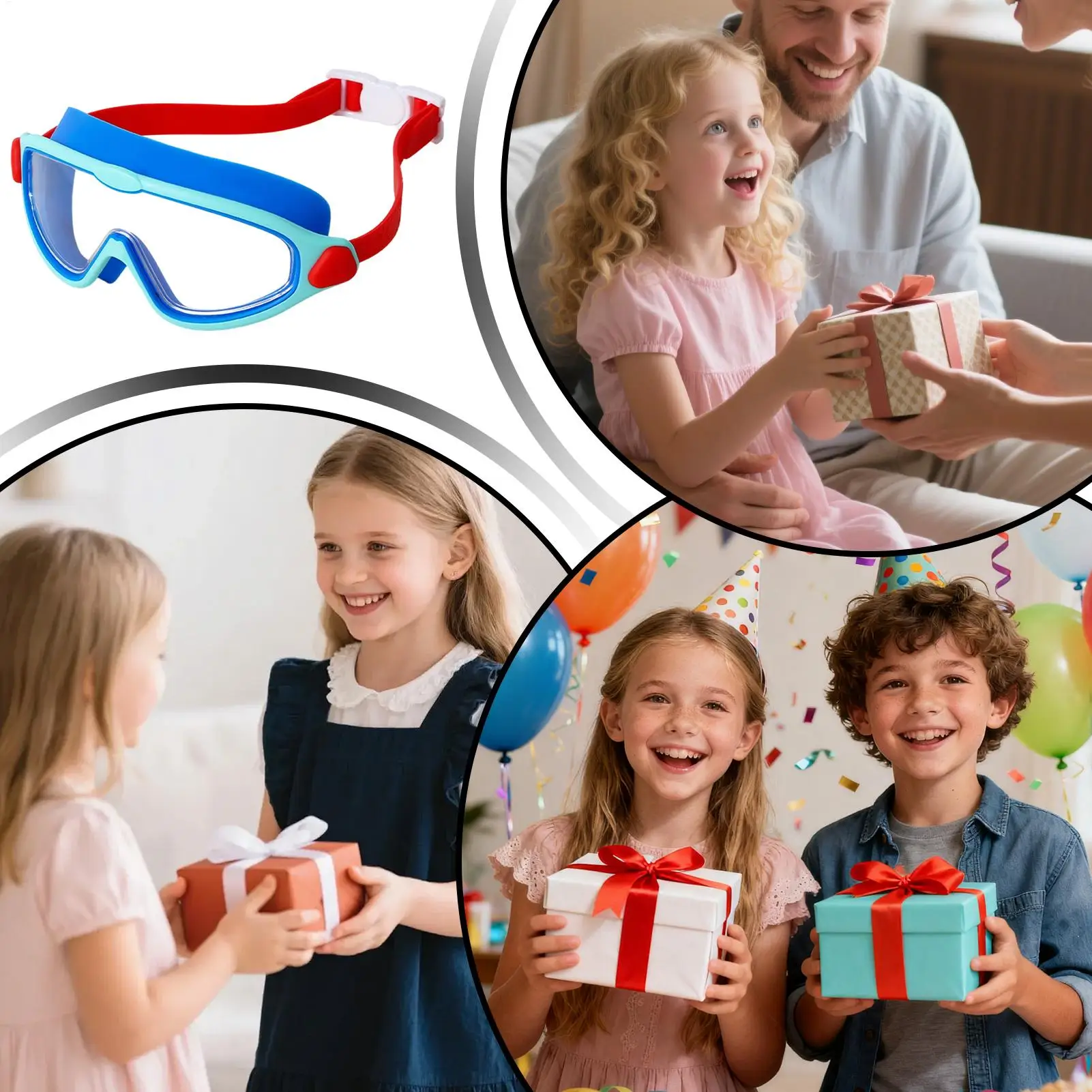 Kids Swim Goggles Leak-Proof Anti-UV 180 Wide View Adjustable Pool Goggles Kids For Boys Girls Youth Aged 3-15 Pool Beach