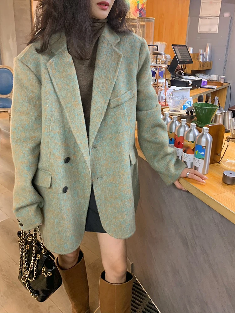 Office Lady Woolen Jackets 2024 Autumn And Winter Exquisite Fashion Commuter Single Breasted Women's Short Wool Coat