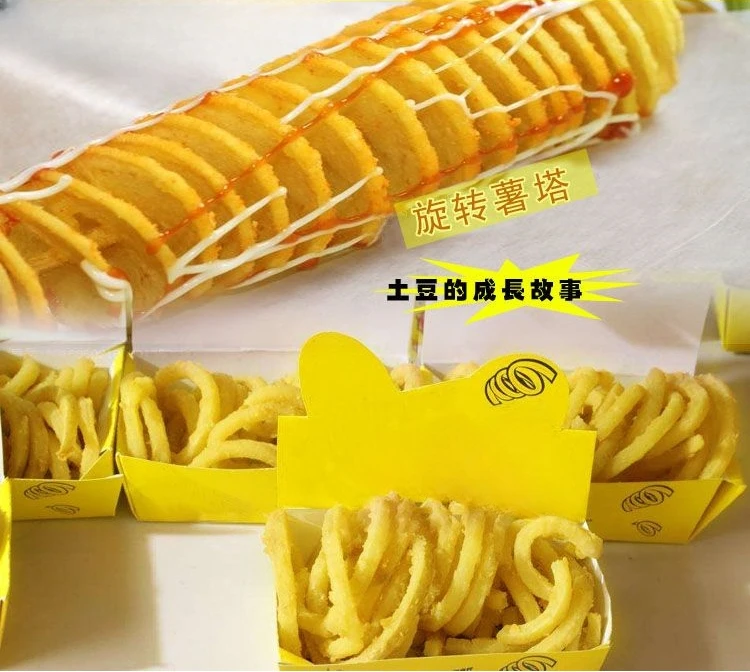 Manual hand crank potato tower machine spiral potato slicer cyclone potato skewer machine cut potato tower artifact