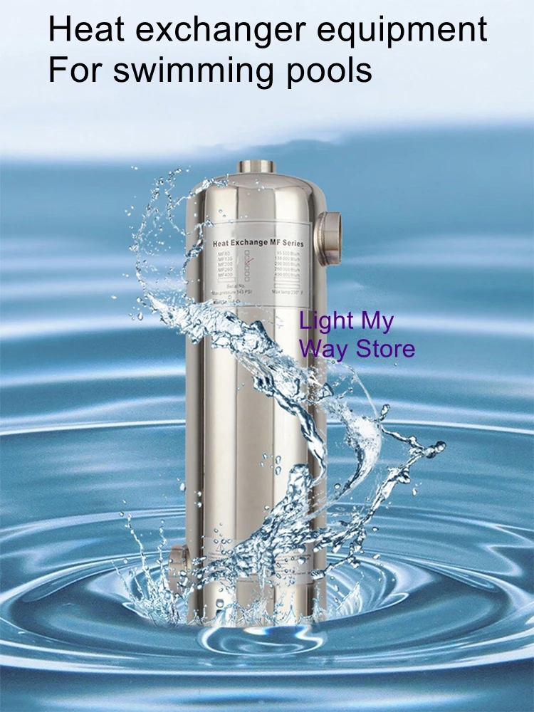 Stainless steel tube shell heat exchanger swimming pool heat exchanger cold and hot water cooler swimming pool equipment