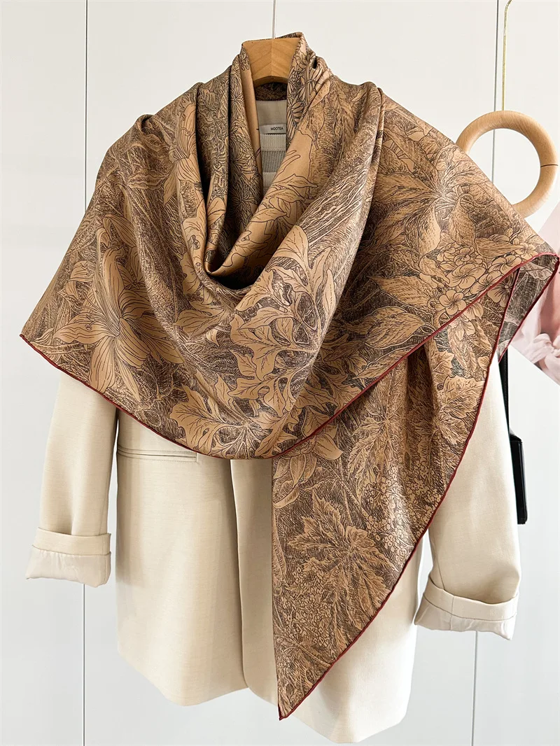 

Mulberry Silk Scarf Luxury Large Shawls Cape Hand Rolled Edges Bandanas Mother Lover Gift Mother Accessories Scarves 135CM