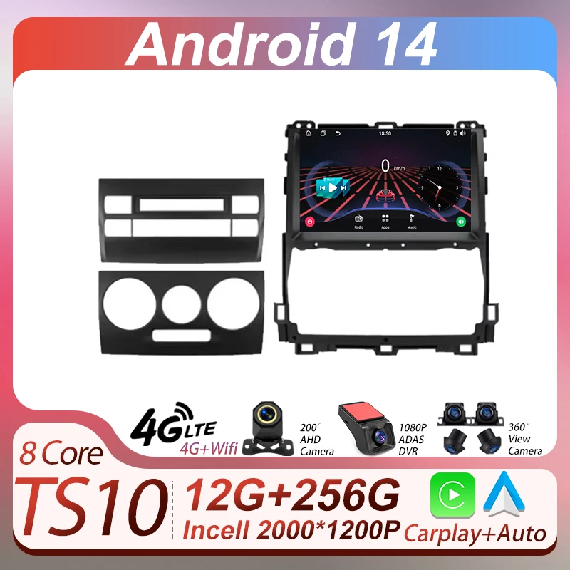

2 Din Car Video Player Radio Carplay Auto Screen For Toyota Land Cruiser Prado 120 3 III 2002-2009 Android Auto CarPlay Monitor