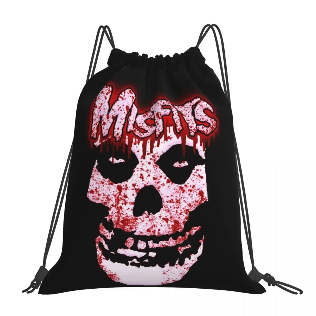 

Misfits Skull Backpacks Fashion Portable Drawstring Bags Drawstring Bundle Pocket Sports Bag BookBag For Travel Students