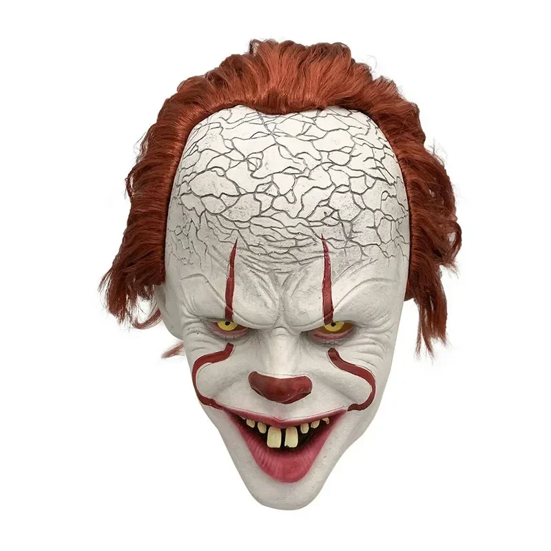 Horror Joker Mask Cosplay Scary Creepy Clown Latex Helmet Halloween Carnival Dress Up Party Costume Props one size
