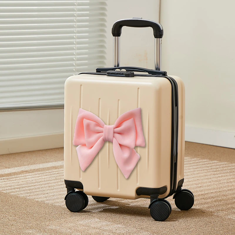 

Portable Travel Suitcase with Password Lo Cute Knot Boarding Box ABS PC Material ex Universal Zipper Closure