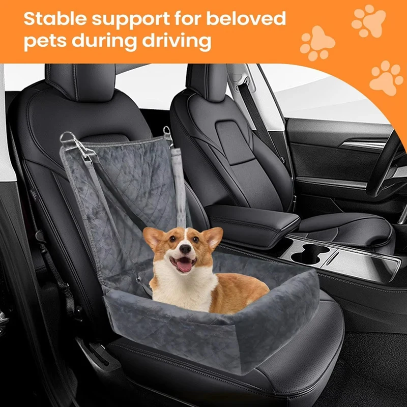 Pet Car Seat Pet Seat with 2 Side Pockets Puppy Automotive Cushion for Vehicle RV SUV Truck Front and Backseat Travel B-A27R