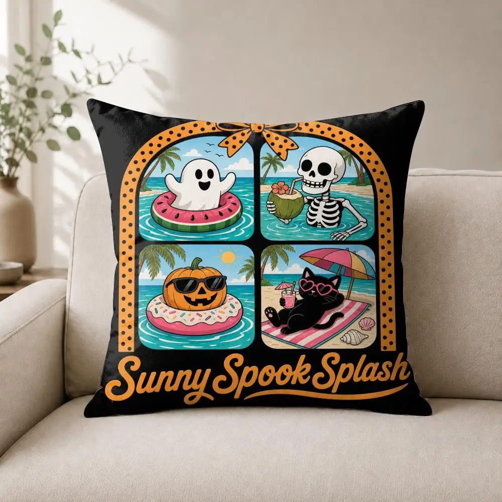 Sunny Spook Summerween Cushion Cover Luxury Soft Plush Short Fur Cushion Case Warm Cozy Sofa Bed Decorative Home Accent