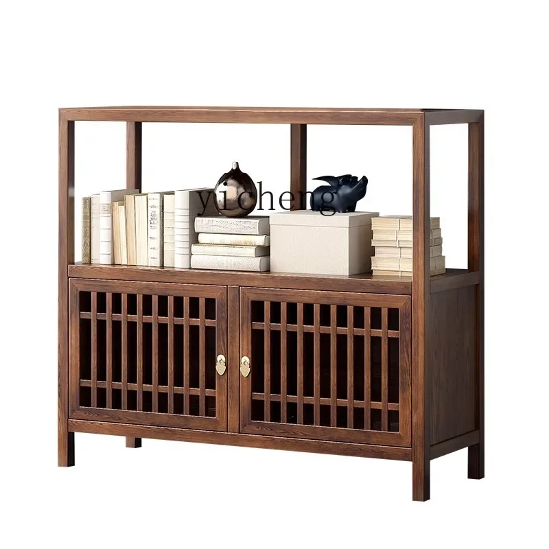 ZC New Chinese Solid Wood Tea Side Cabinet Small Duobao Pavilion Living Room Wall Cabinet Storage Flower Stand